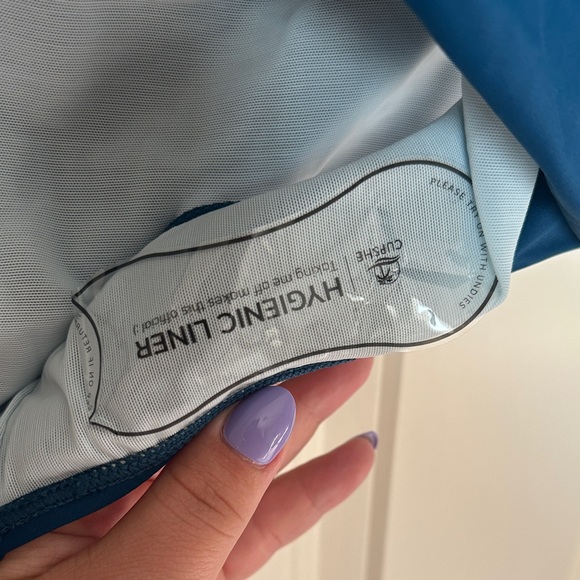 NWT Cupshe Light Blue and Navy One Piece Swimsuit - Picture 4 of 7